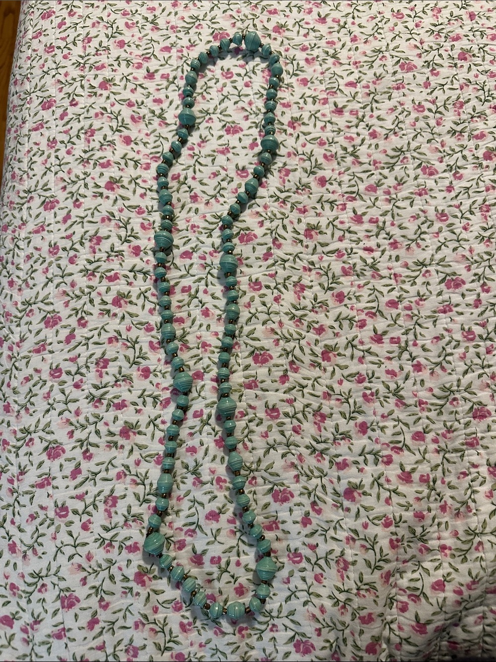 Turquoise Color Beaded Long Necklace - Women's Jewelry